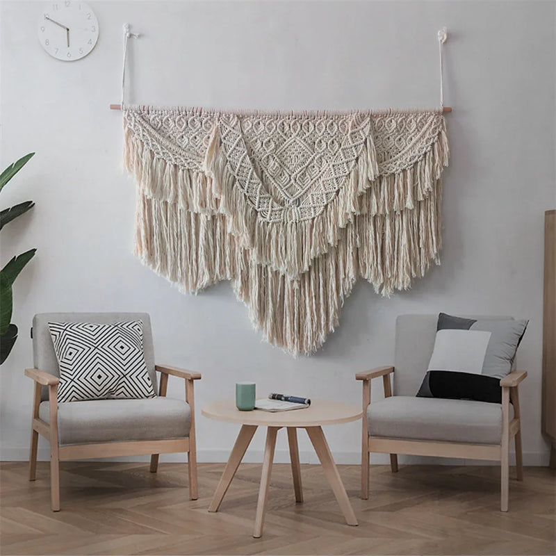 Afralia™ Macrame Wedding Tapestry: Boho Nordic Wall Hanging DeCor - Hand-made Cotton Art