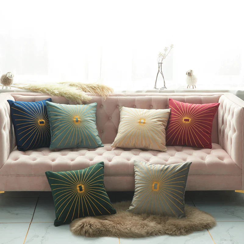 Afralia™ Velvet Embroidered Cushion Cover 45x45cm for Home Sofa Bed Decor