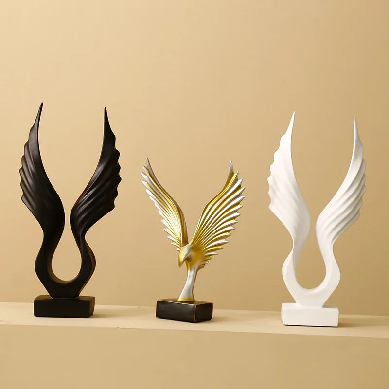 Afralia™ Angel Wings Sculpture: Nordic Modern Abstract Resin Home Decor Artware
