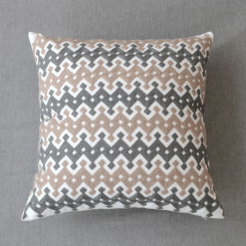 Afralia™ Grey Embroidered Cotton Pillow Cover 45x45cm for Home Decor and Living Room