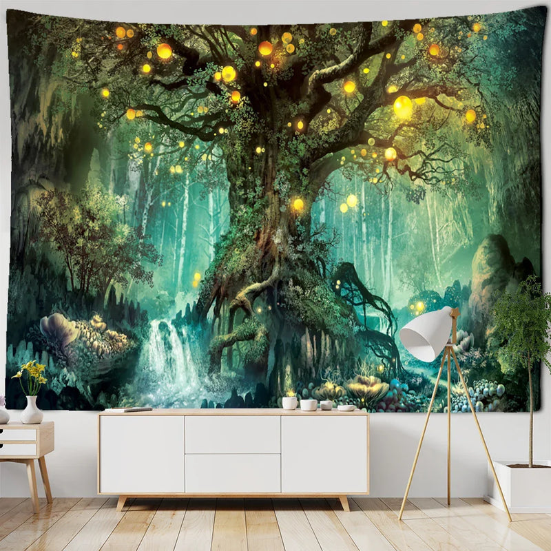 Afralia™ Mystical Tree of Life Tapestry: Psychedelic Hippie Wall Hanging for Home Decor