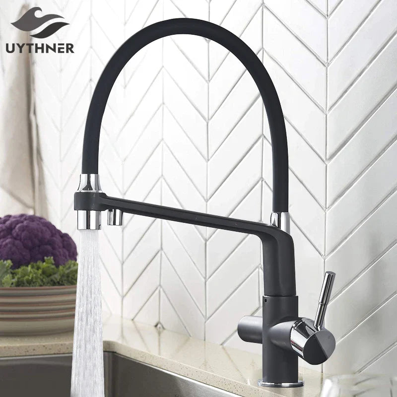 Afralia™ Dual Spout Water Filter Faucet with 360° Rotation - Kitchen Mixer Tap