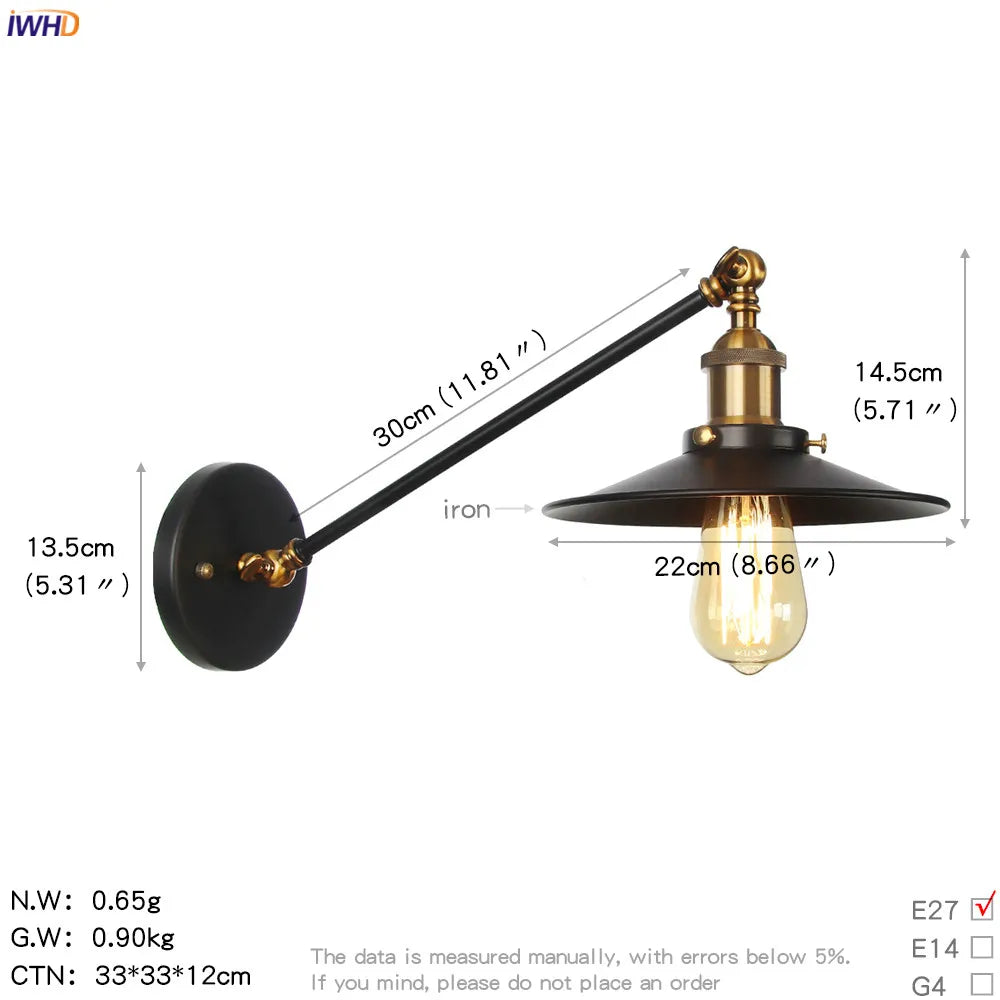 Afralia™ Vintage Industrial Wall Light Sconce LED Retro Bedroom Stair Loft Up Down Lamp