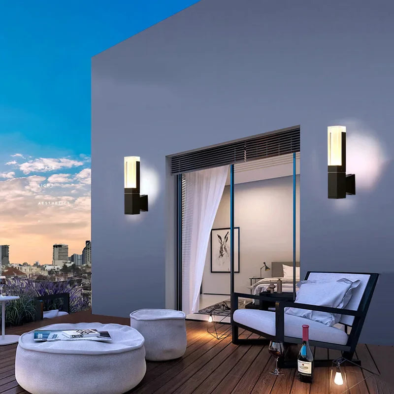 Afralia™ Outdoor LED Wall Lamp Gold Black Sconce IP65 Waterproof Garden Lighting