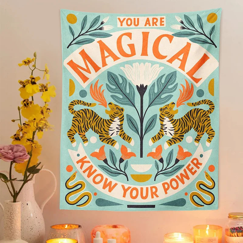 Tiger Flower Tapestry Wall Hanging for Room Decor - Afralia™ Magic Tapestries Snake Tiger