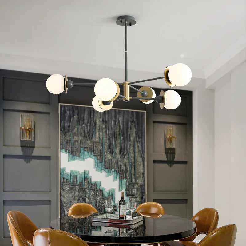Afralia™ Modern Glass Ball LED Chandelier for Living Room, Dining Room, Study & Ceiling Lighting