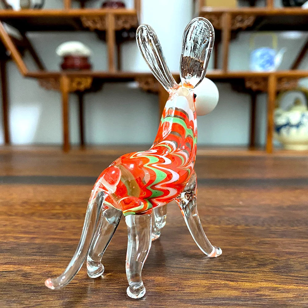 Afralia™ Hand-blown Glass Donkey Figurine: Modern Miniature Paperweight & Home Decor Accessory