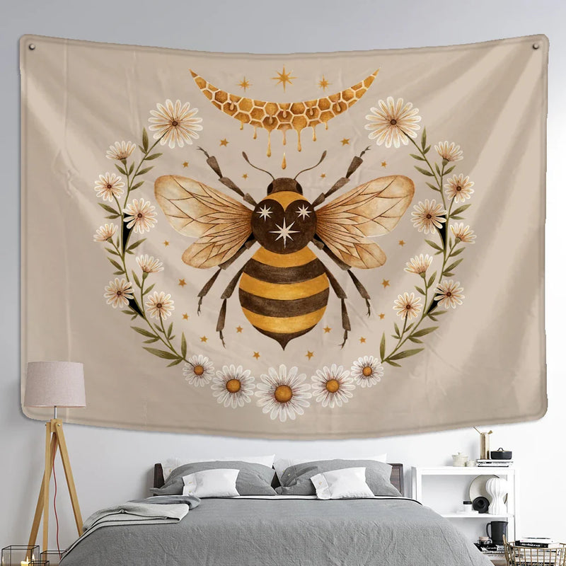 Afralia™ Bee Daisy Wall Hanging: Bohemian Hippie Witchcraft Plant Dorm Decor