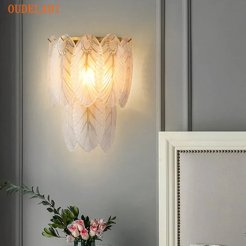 Afralia™ Crystal Feather Wall Lamp: Modern Luxury for Bedroom, Living Room & Restaurant