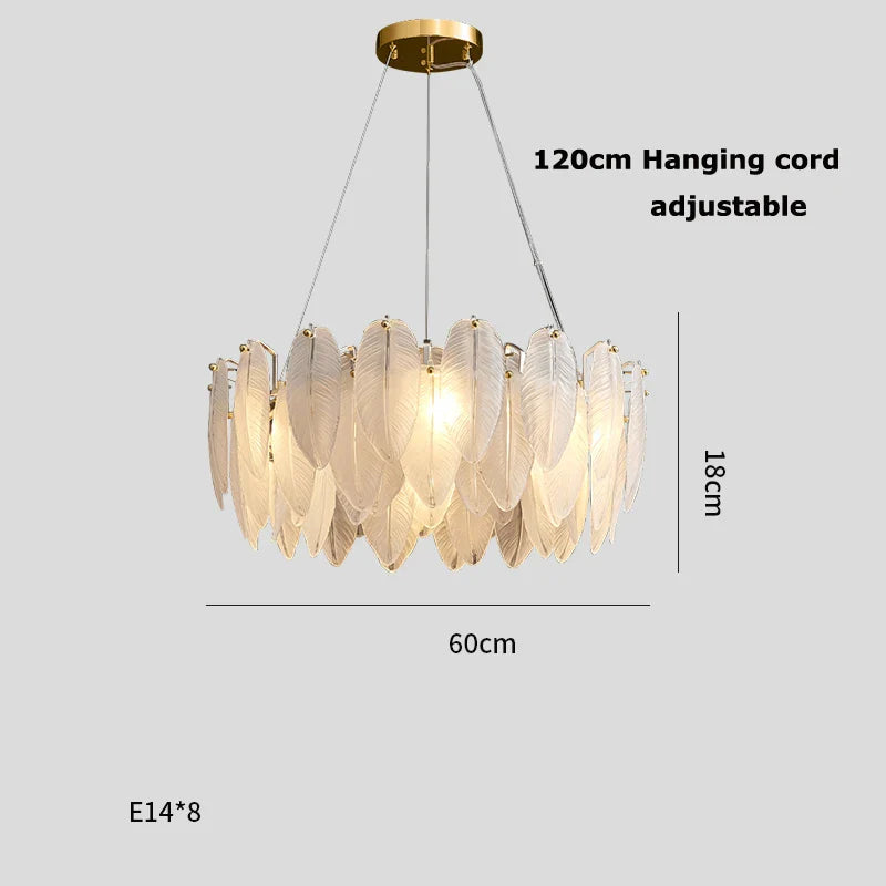 Afralia™ White Glass Feather LED Chandelier for Foyer