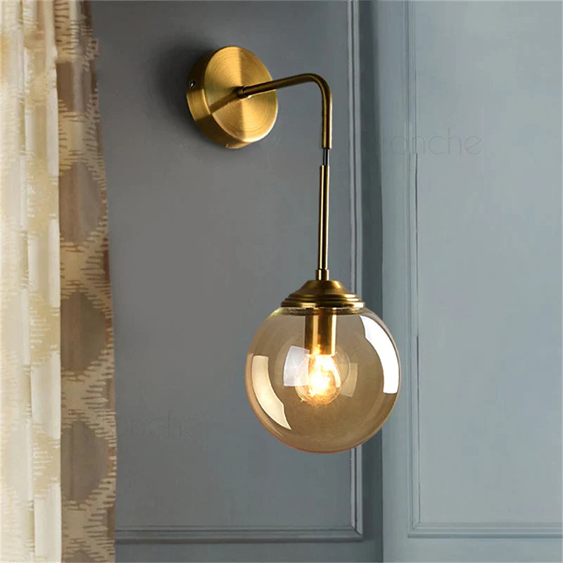 Afralia™ Glass Ball Wall Light: Gold Sconces for Bedroom & Living Room