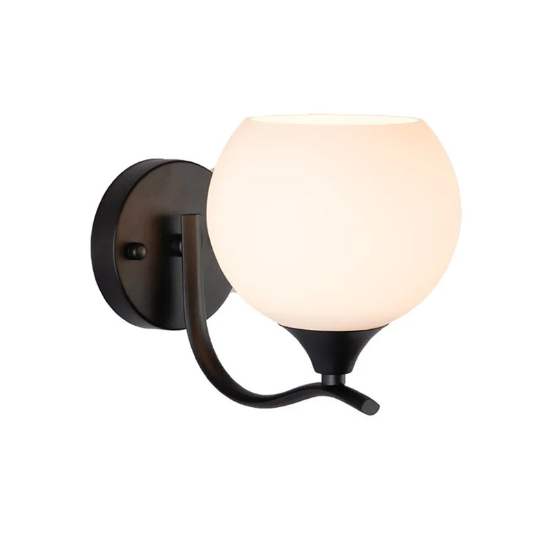 Afralia™ Matte Globe Glass Wall Sconce - Modern Mid Century Industrial Vanity Light