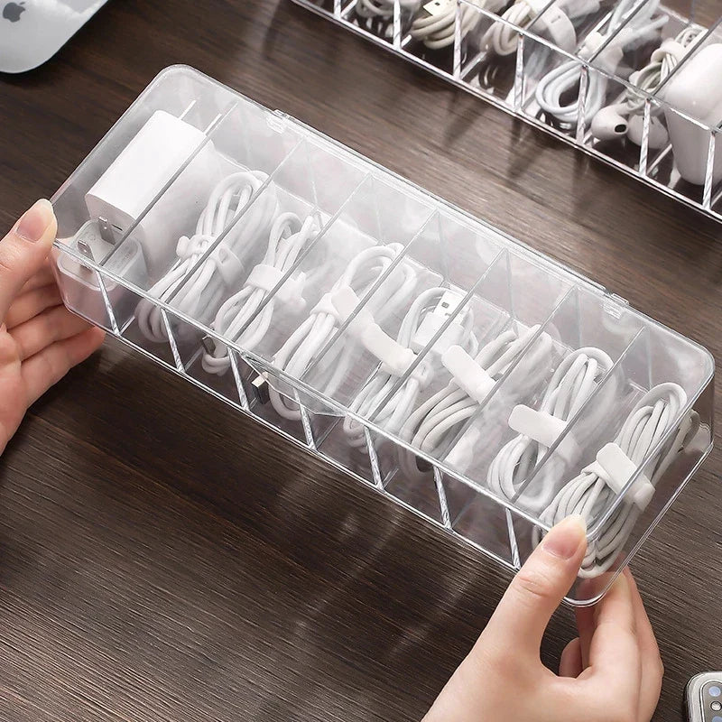 Afralia™ Cable Storage Box: Transparent Desk Organizer for Wire Management