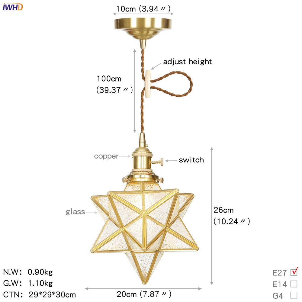 Afralia™ Glass Copper LED Pendant Light for Kitchen Cafe Living Room