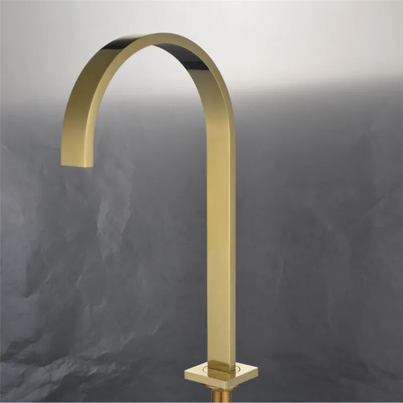 Afralia™ Brushed Gold Basin Faucet: 360 Rotating Two Hole Widespread Bathroom Sink Tap