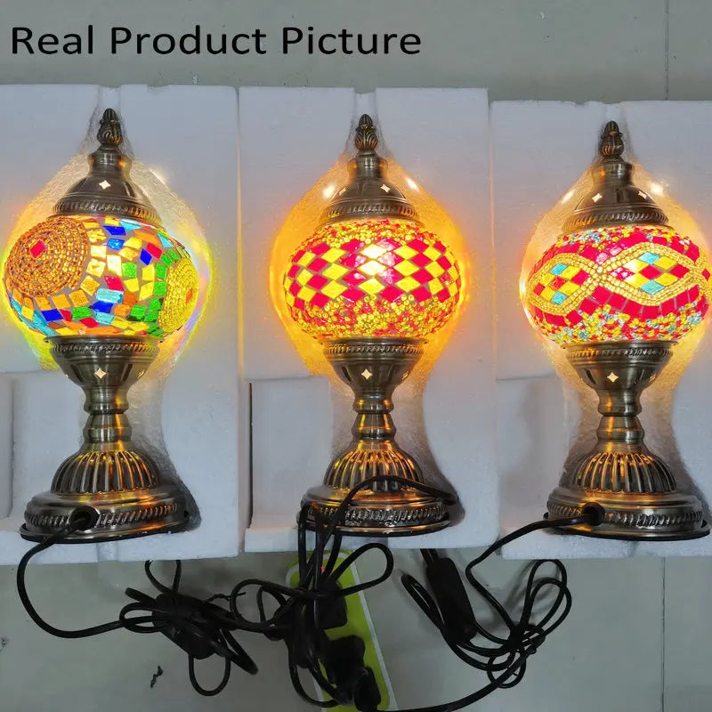 Afralia™ Colorful Mosaic Table Lamp, Handmade Stained Glass Lampshade