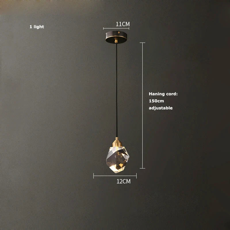 Afralia™ Black Crystal Copper LED Chandelier for Dining Room - Art Deco Hanging Lamp