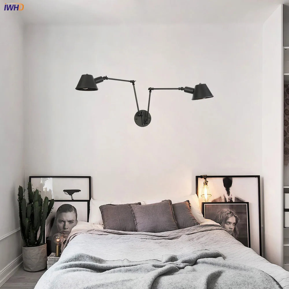 Afralia™ Vintage Industrial 2-Head Wall Lamp