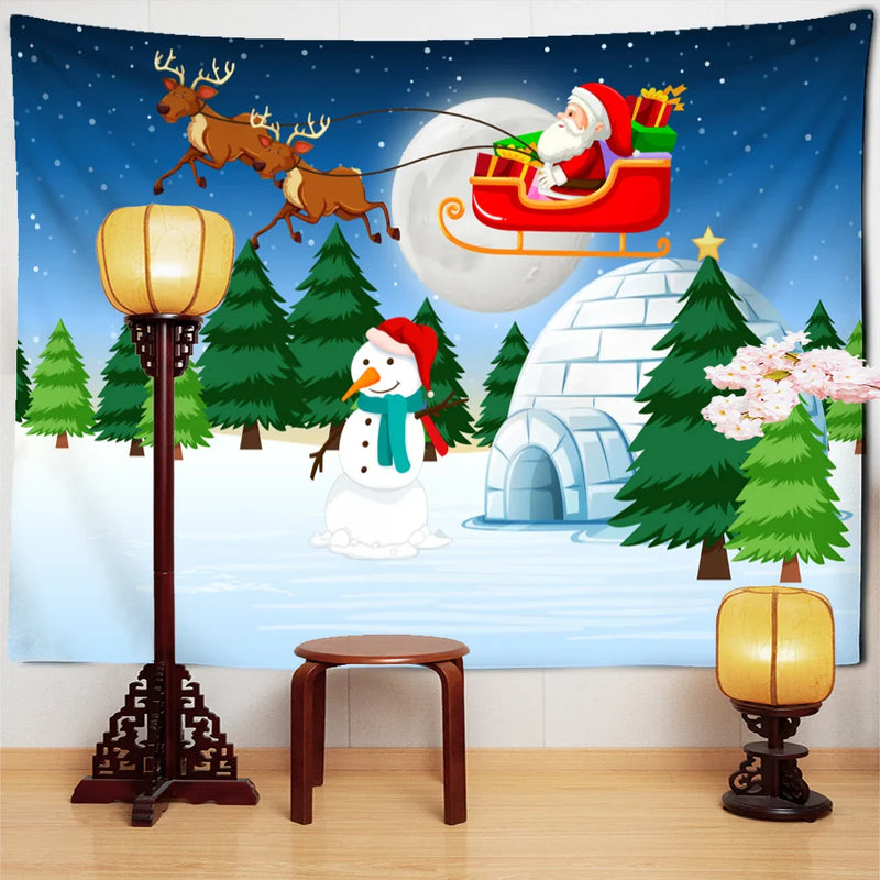 Afralia™ Christmas Santa Claus Tapestry: Holiday Decor Big Blanket Wall Hanging & Gift