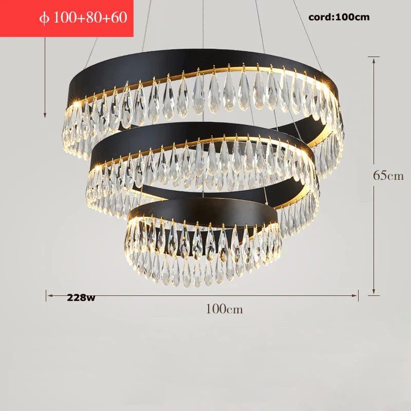 Afralia™ Crystal Stainless Steel LED Chandelier for Foyer