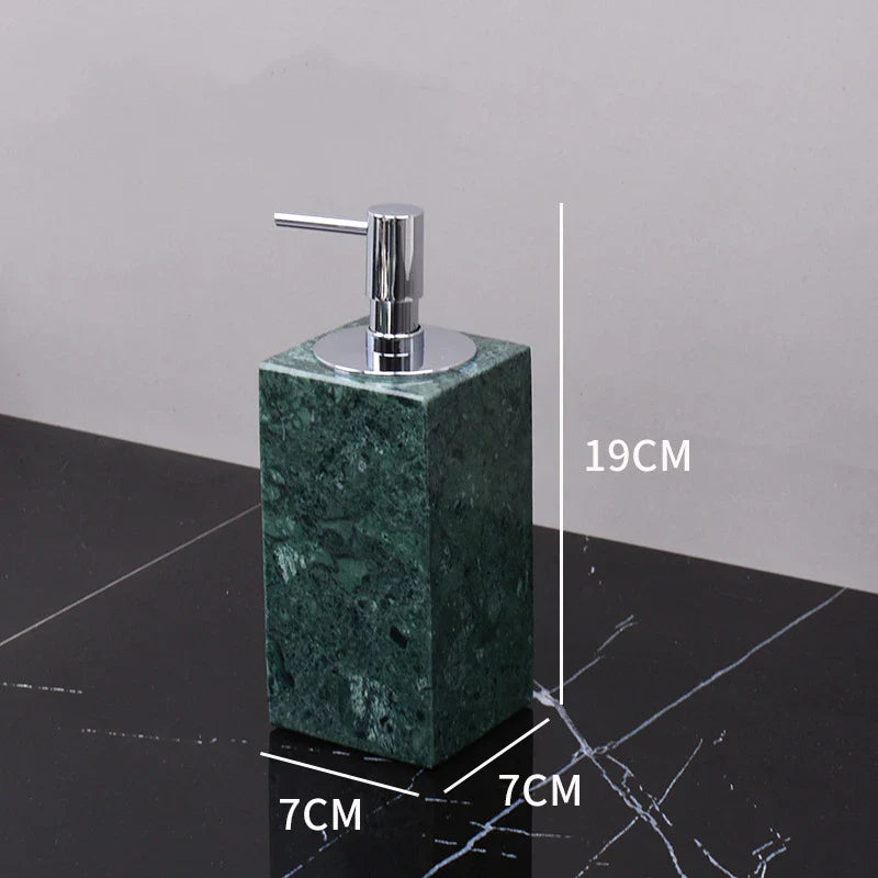 Afralia™ Dark Green Marble Bathroom Set - Nordic Light Luxury Tray Toothbrush Holder Soap Dispenser Kit