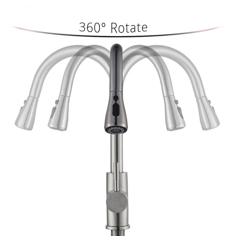 Afralia™ Brushed Nickel Pull Out Kitchen Faucet with Flexible Stream Sprayer Head