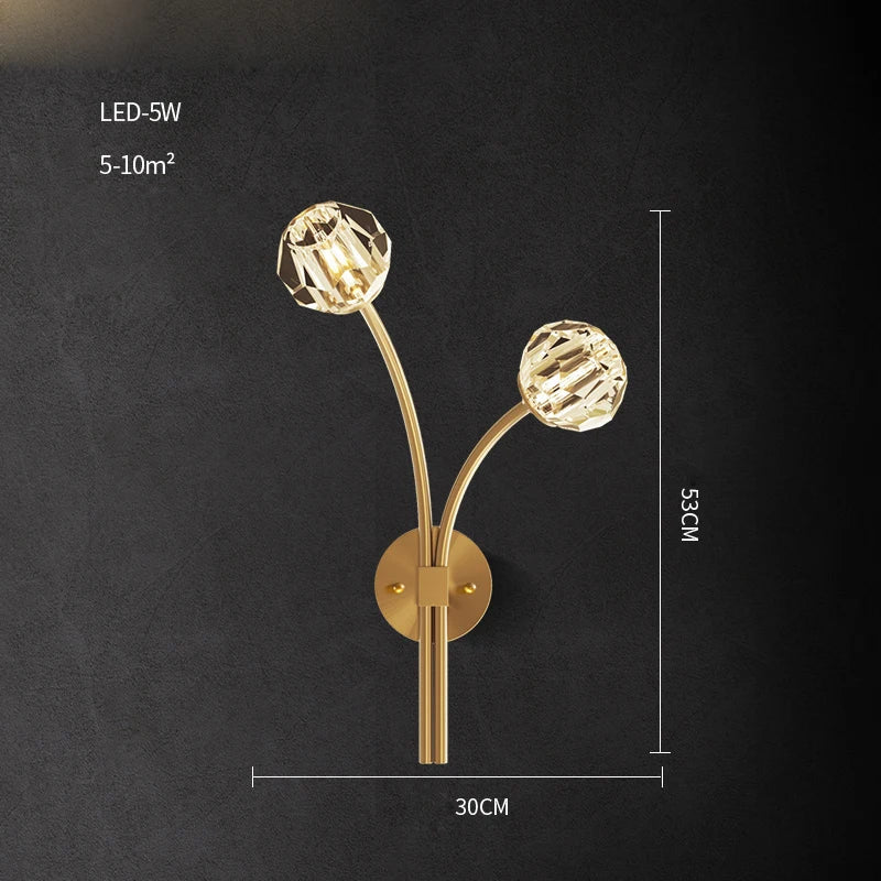 Afralia™ Crystal Stone Designer LED Wall Sconce for Bedroom and Corridor