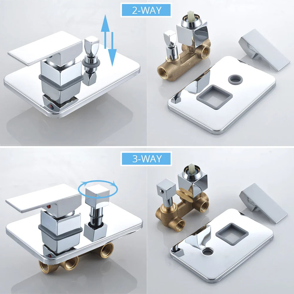 Afralia™ Chrome Shower System: Wall Mounted Rain Shower Head and Faucet Set
