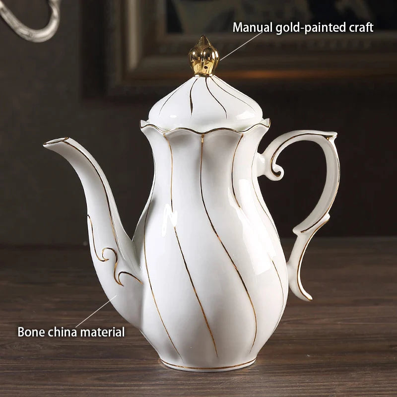 Afralia™ European Bone China Coffee Set with Gold Inlay, Porcelain Tea Set & Coffeeware