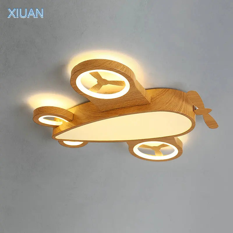 Afralia™ Nordic Airplane Iron Ceiling Lamp with Remote Control for Kids' Bedroom