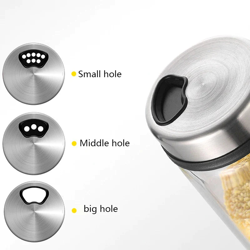 Afralia™ Glass Seasoning Can Salt Sesame Pepper Spice Shaker with Rotary Lid