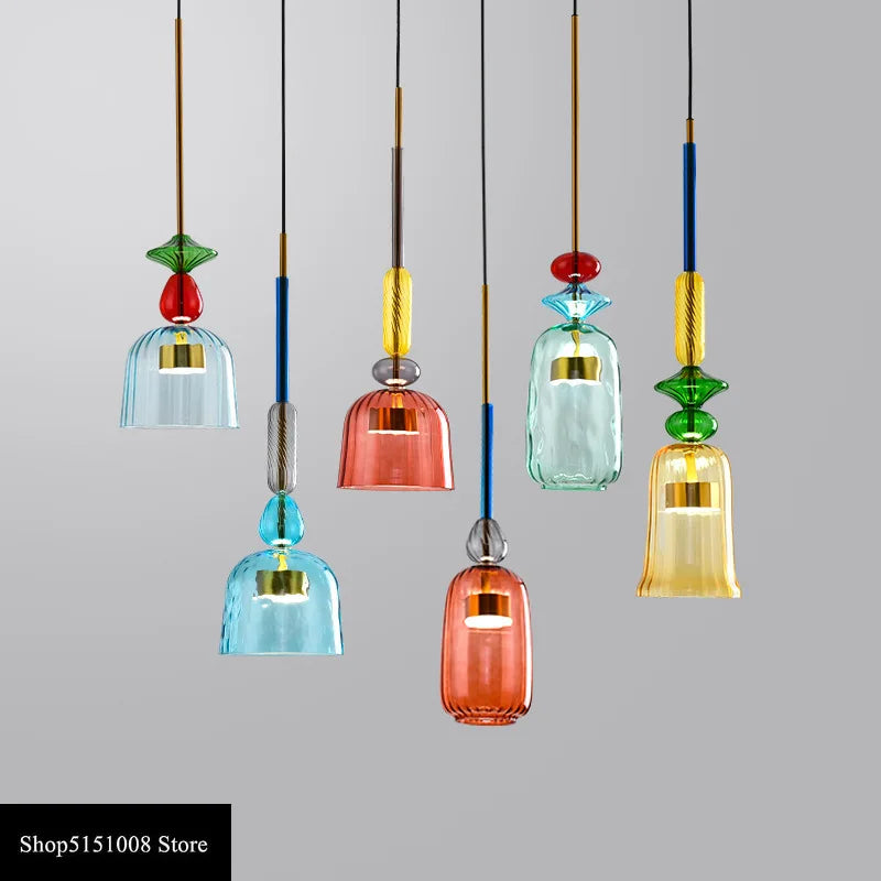 Afralia™ Nordic Glass Candy Pendant Lights for Modern Living Room, Bedroom & Children's Room