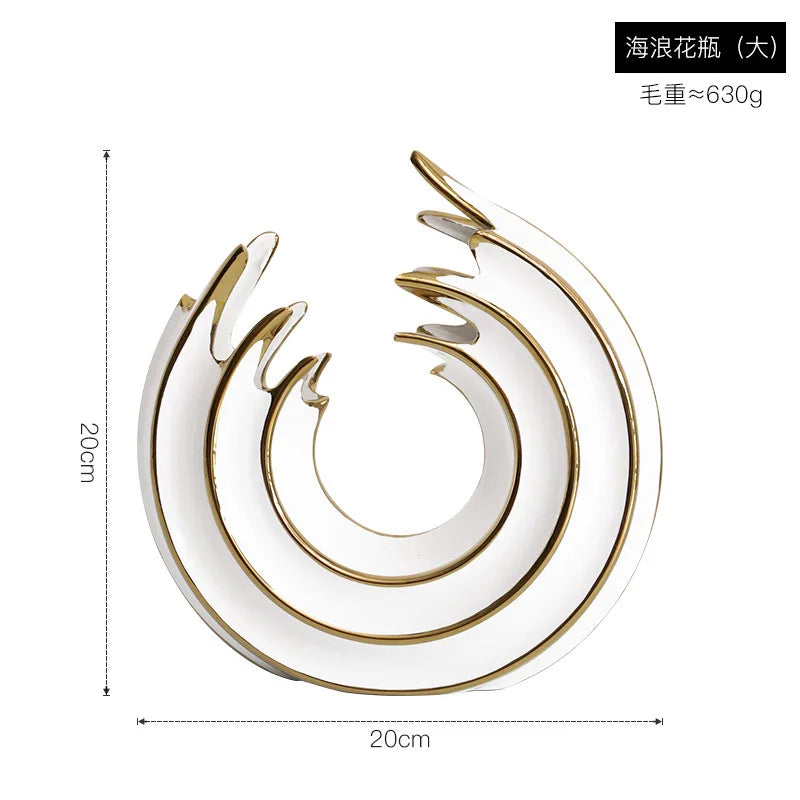 Afralia™ White Gold Ceramic Vase for Home Office Decor