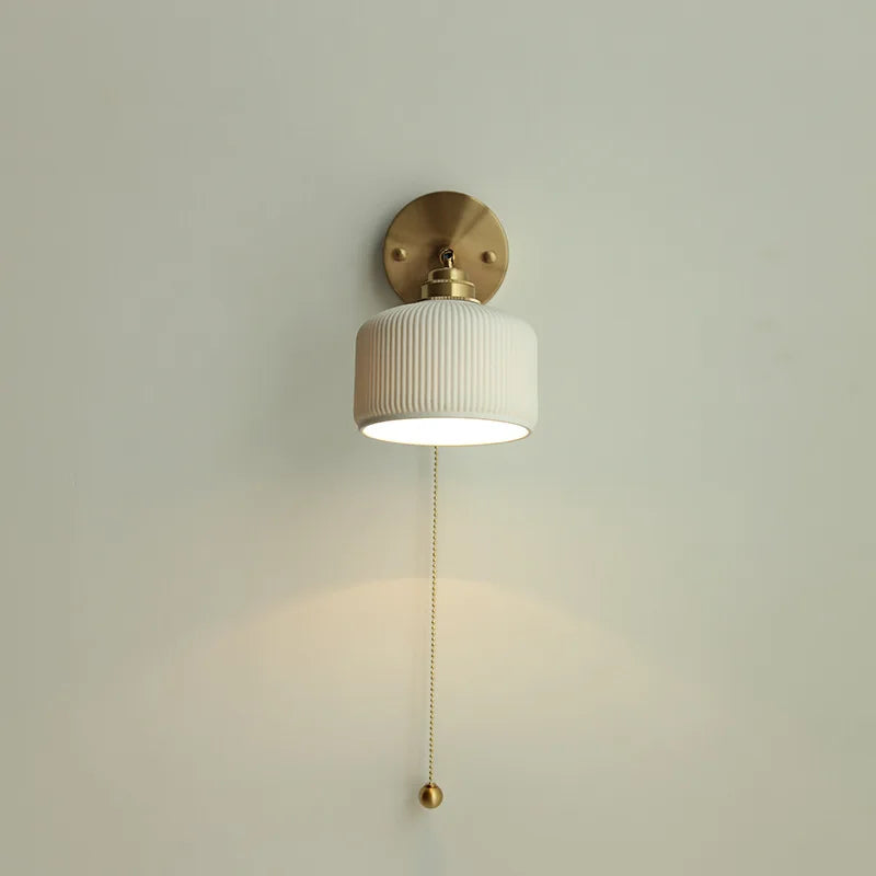 Afralia™ Copper LED Wall Light with Pull Chain Switch for Bathroom Mirror Stair Lights