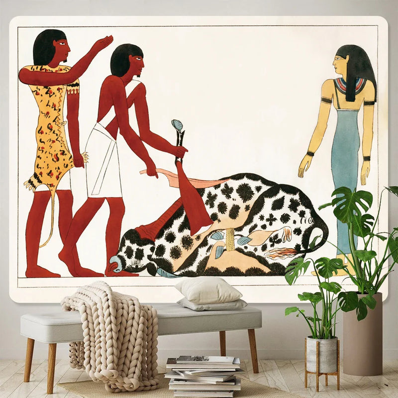 Afralia™ Egyptian Mural Tapestry Bohemian Home Decor Yoga Mat Sofa Blanket