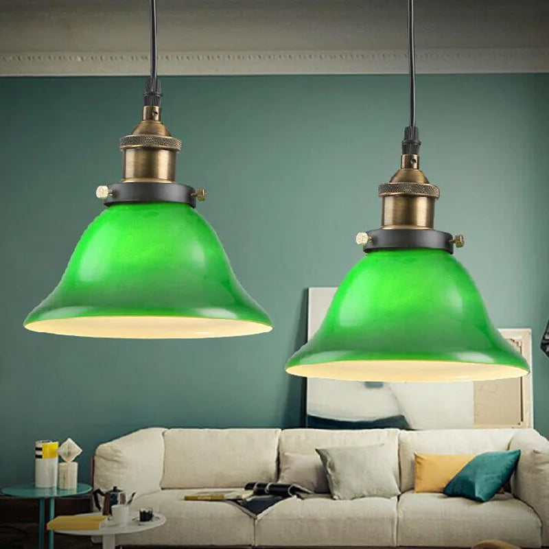 Afralia™ Green Glass Art Pendant Lamp: Nostalgic Industrial Style for Restaurant, Bar, and Coffee Shop