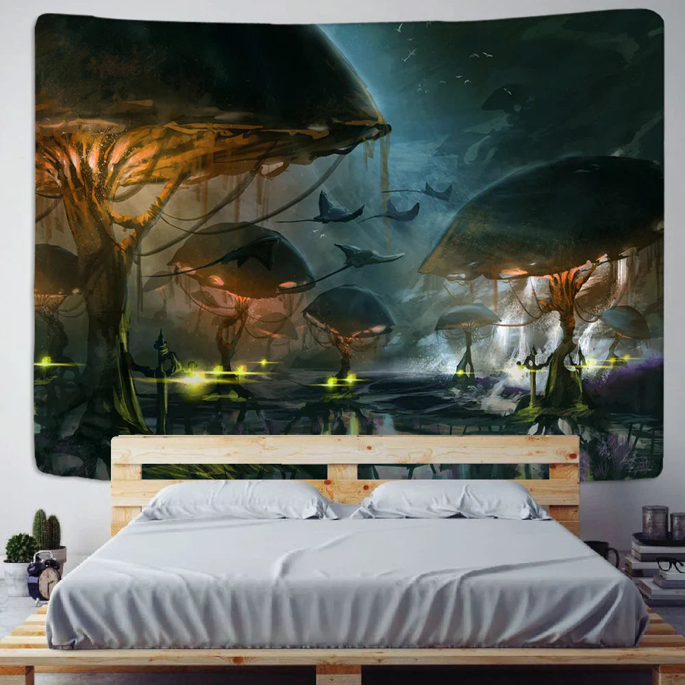 Afralia™ Mushroom Marble Swirl Tapestry | Natural Landscape Boho Hippie Decor