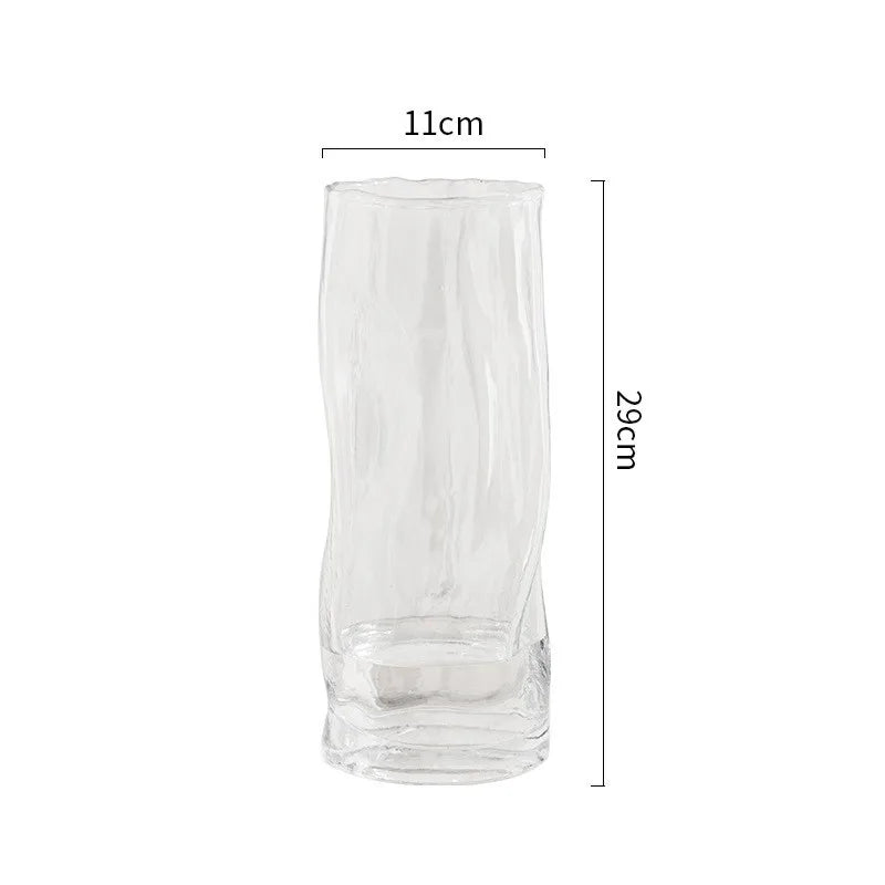 Afralia™ Fold Lines Glass Vase for Hydroponic Flower Arrangement and Home Decoration