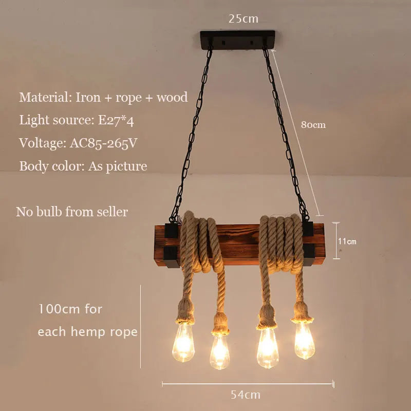 Afralia™ Retro Industrial Wood Chandelier E27 Pendant Lamp for Dining Room, Bar, Cafe