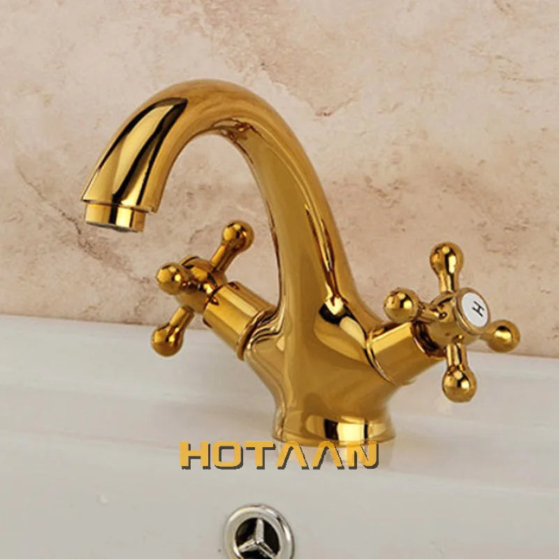 Afralia™ Antique Brass Double Handle Basin Mixer tap Robinet for Kitchen & Bathroom