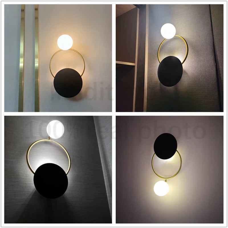 Afralia™ Golden Ring Sconce Lights Fixture for Bedroom Living Room Hallway Decor