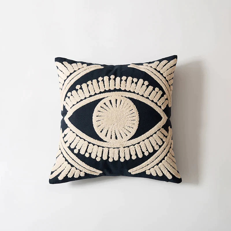 Afralia™ Embroidered Cotton Pillow Cover 45x45cm, Navy Pink Decorative Throw Pillow