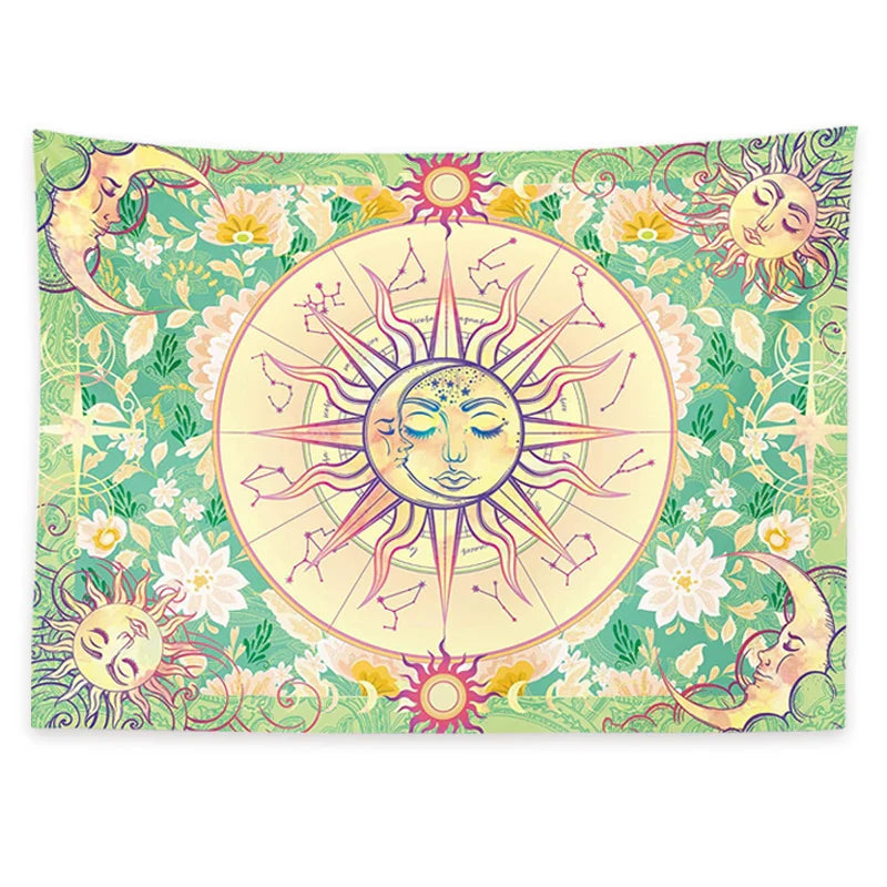 Bohemian Sun Moon Face Tapestry Art for Bedroom Living Room by Afralia™