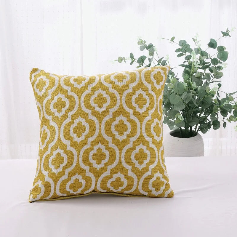 Afralia™ Geometric Linen Cushion Cover 45x45cm Yellow Green Blue Brown Square Pillow