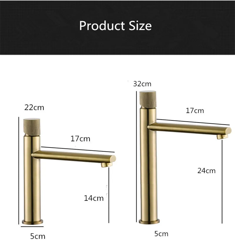 Afralia Brushed Gold Brass Basin Faucet - Cold & Hot Water Mixer Tap