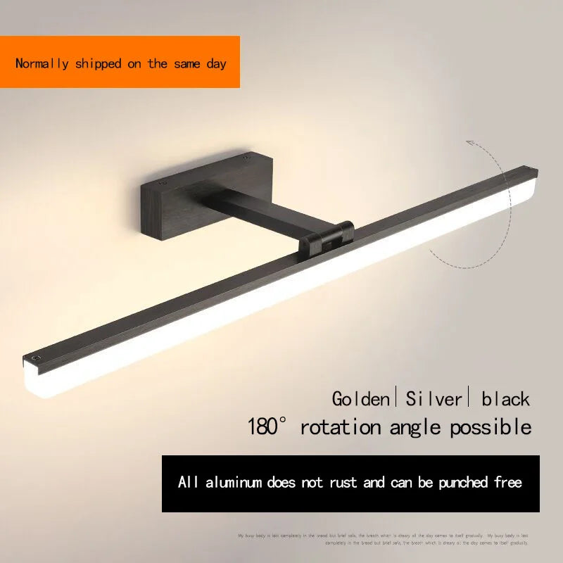 Afralia™ Acrylic Golden Mirror Cabinet Lamp 40CM for Bathroom, Bedroom, and Cosmestic Lighting