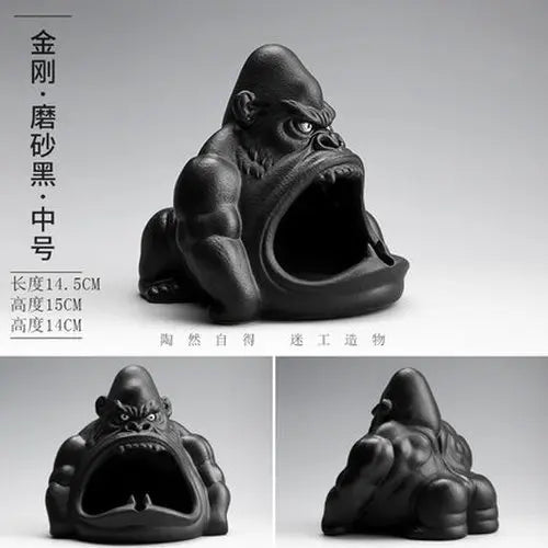 Afralia™ Orangutan Ceramic Cartoon Ashtray - Large Capacity Anti-ash for Living Room and Office