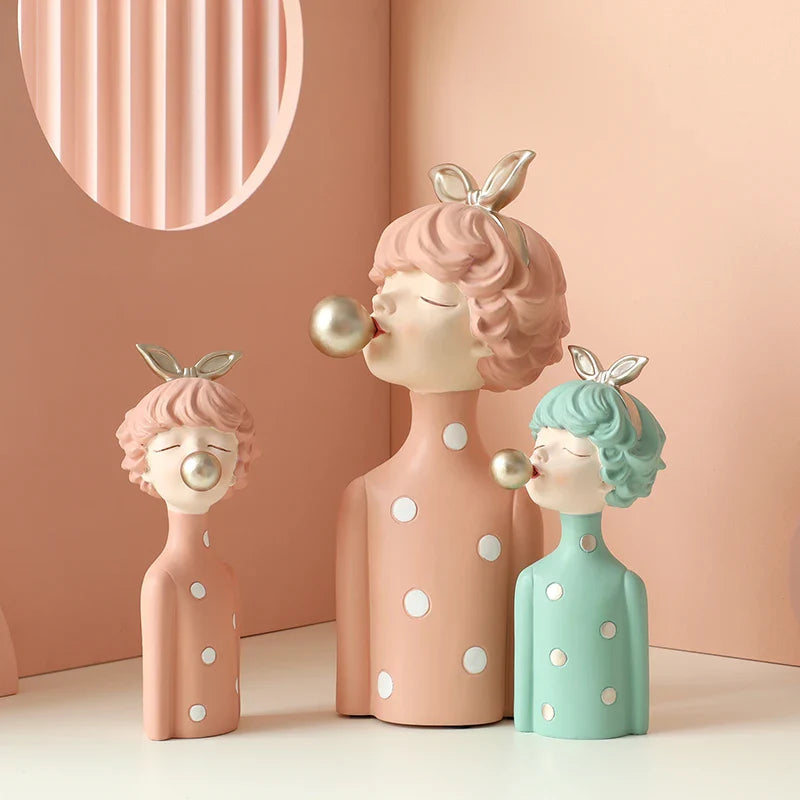 Afralia™ Bubble Girl Resin Figurines: Modern Sweet Young Girl Decor for Home, Weddings, Birthdays