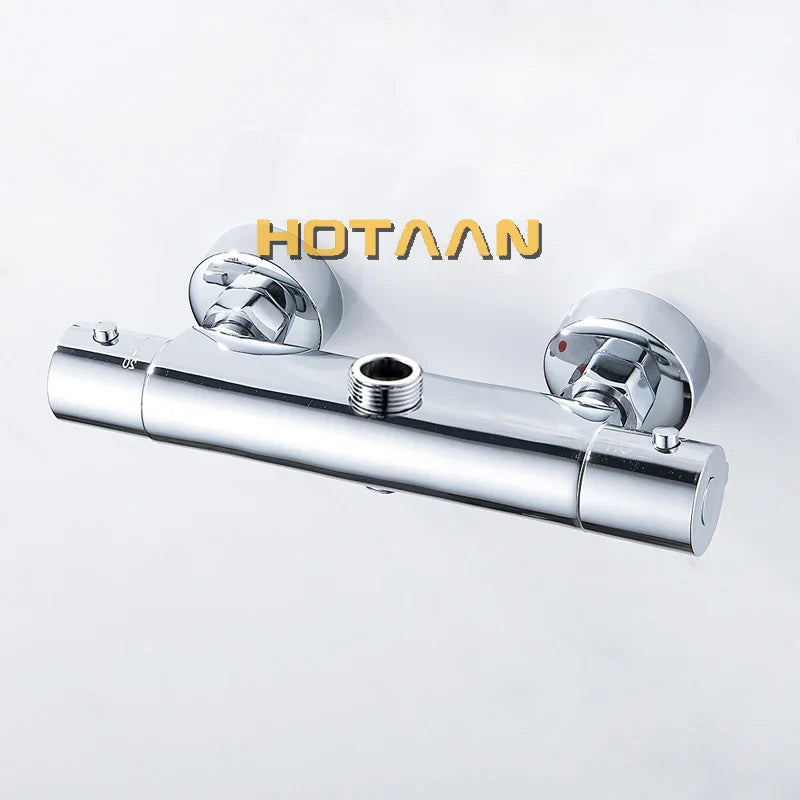 Afralia™ Chrome Thermostatic Shower Faucet with Intelligent Mixer Valve