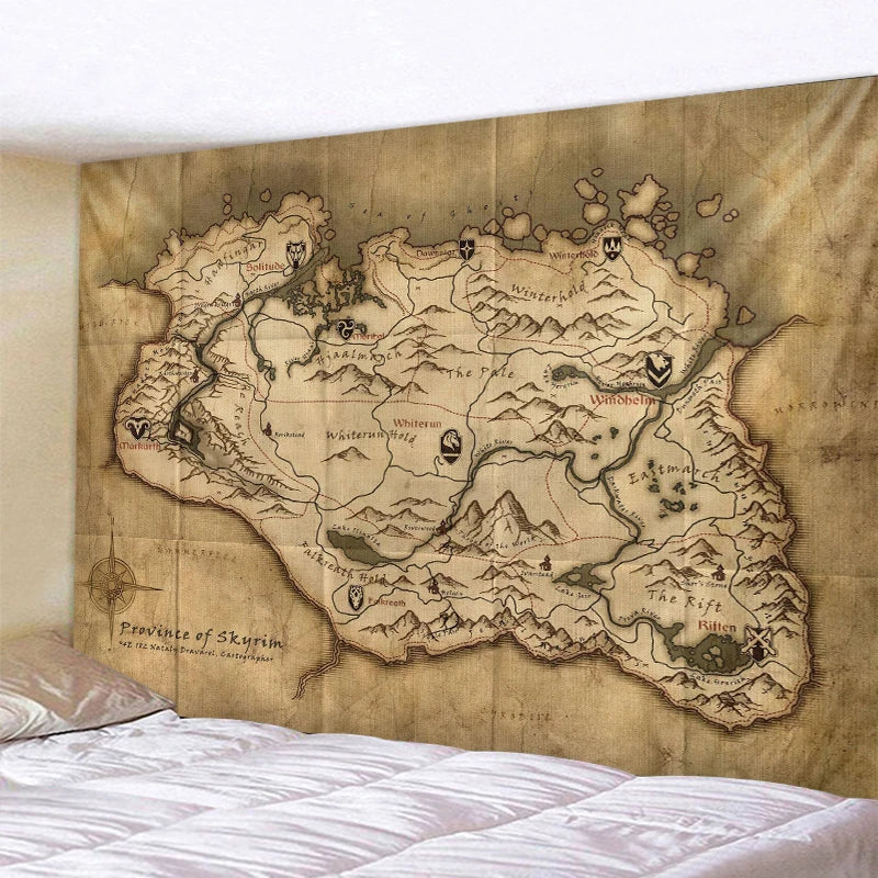 Afralia™ Retro Map Bedroom Tapestry - Bohemian Home Decor Wall Hanging & Blanket